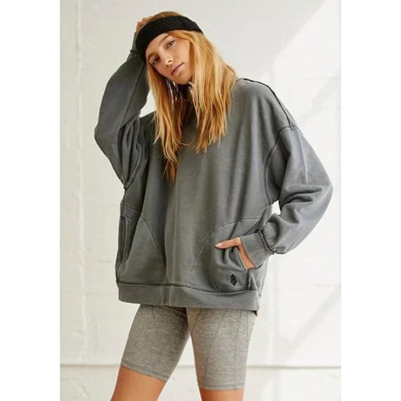 Free People Tops - Free People FP Movement Metti Crew Neck Pullover in Dark Slate - NWT